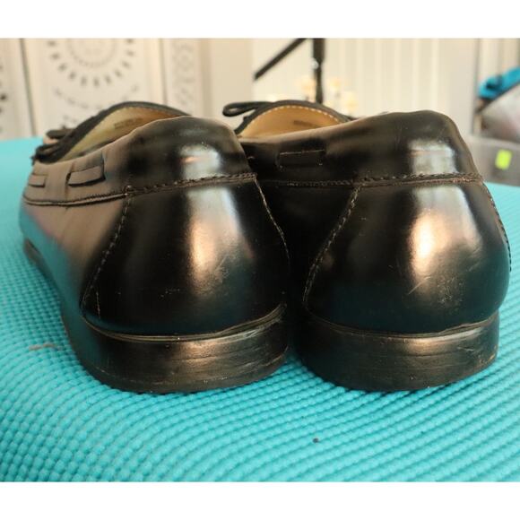 Vintage 80s Cole Haan Tassel Loafer Black Leather Kiltie Men 13 D Dress Shoes - Picture 7 of 8